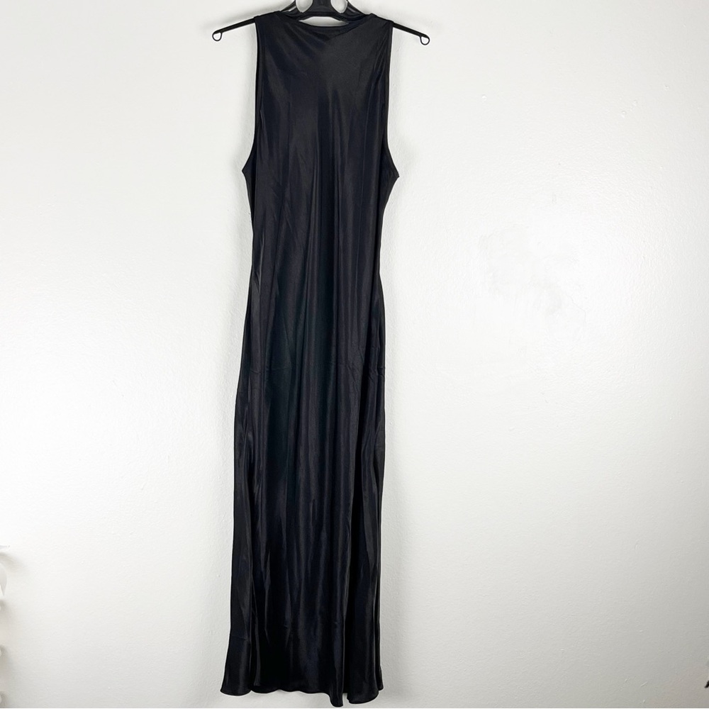 NEVER FULLY DRESSED Classic Black Front Tie Sleeveless Maxi Slip Dress, Size 14 - Picture 2 of 12